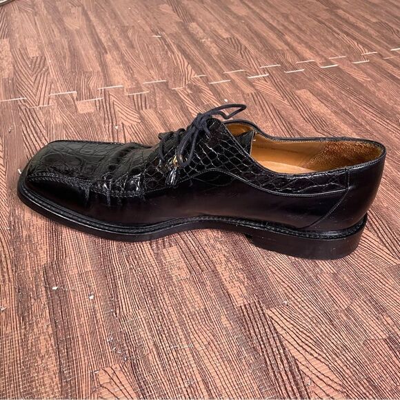 Mezlan Genuine Black‎ Crocodile Oxfords Men’s Size 10.5M - Picture 9 of 11
